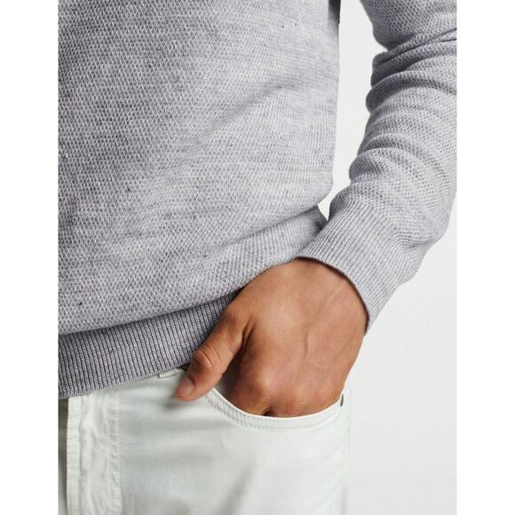 NWT Peter Millar Rockport Quarter Zip Linen Merino Wool Sweater Gray XXL $395 - Picture 3 of 12